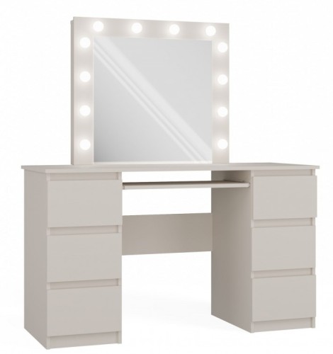Toaletka Marina z lustrem LED i szufladami do sypialni 130 cm kaszmir