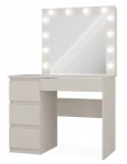 Toaletka Marina lewa z lustrem LED i szufladami do sypialni 98 cm kaszmir