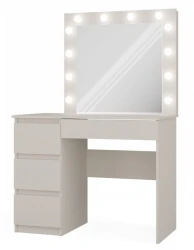 Toaletka Marina lewa z lustrem LED i szufladami do sypialni 98 cm kaszmir