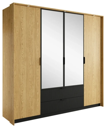 Szafa Baltic z lustrem do sypialni 220 cm dąb baltic/czarny