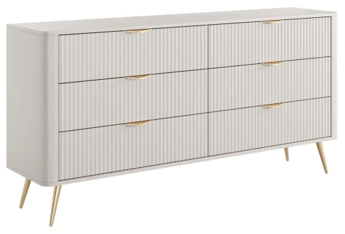 Komoda Lante ryflowana z szufladami do salonu 163 cm beżowa