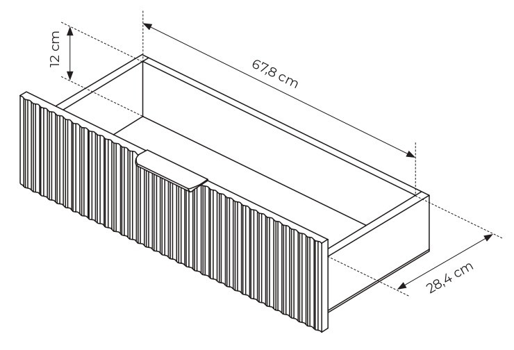 Komoda Lante ryflowana jednodrzwiowa z szufladami do salonu 138 cm beżowa