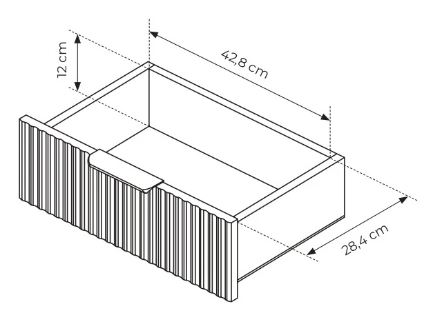 Stolik nocny Lante ryflowany z szufladami do sypialni 63 cm beżowy