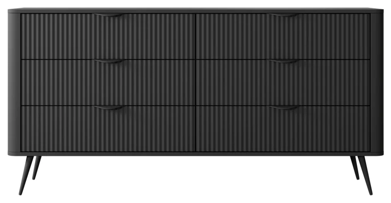 Komoda Lante ryflowana z szufladami do salonu 163 cm czarna