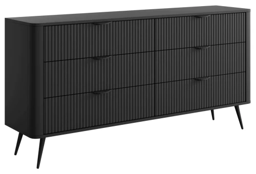 Komoda Lante ryflowana z szufladami do salonu 163 cm czarna