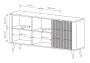 Komoda Lante ryflowana dwudrzwiowa z szufladami do salonu 163 cm czarna