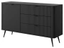 Komoda Lante ryflowana jednodrzwiowa z szufladami do salonu 138 cm czarna