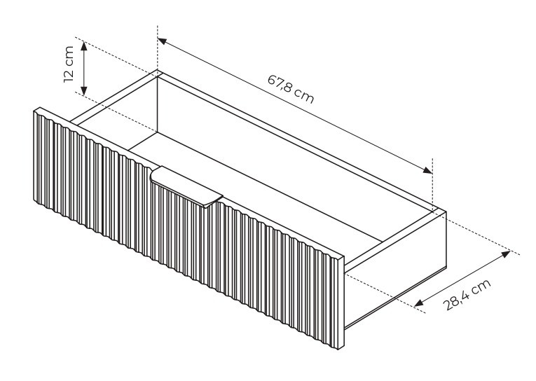 Komoda Lante ryflowana jednodrzwiowa z szufladami do salonu 138 cm czarna