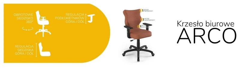 Krzesło biurowe obrotowe do biurka Arco wzrost 159-188 cm czarna podstawa kółka - Vega 2