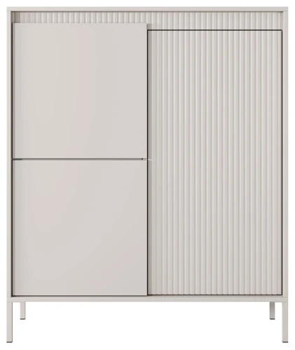 Komoda wysoka Senso 3-drzwiowa z ryflowanym frontem 103 cm beżowa