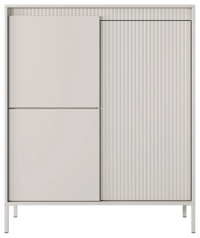 Komoda wysoka Senso 3-drzwiowa z ryflowanym frontem 103 cm beżowa