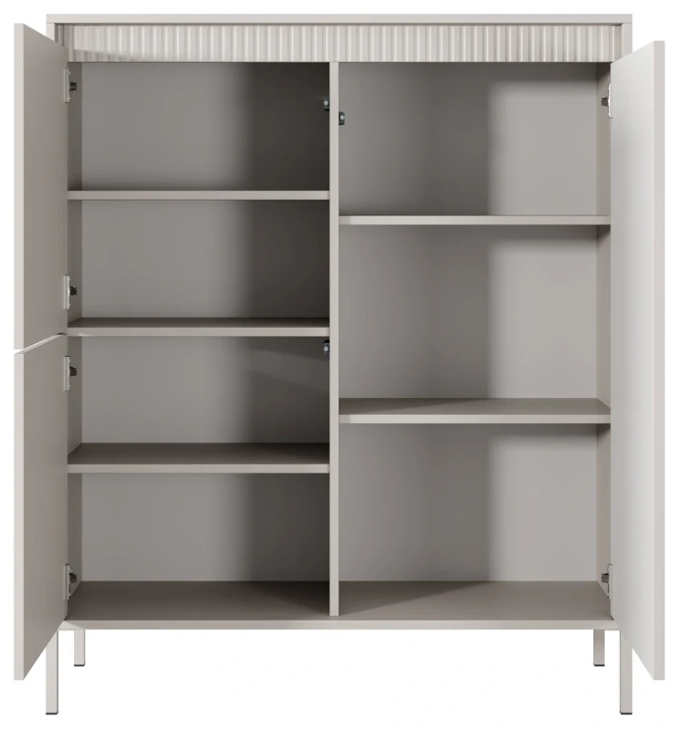 Komoda wysoka Senso 3-drzwiowa z ryflowanym frontem 103 cm beżowa