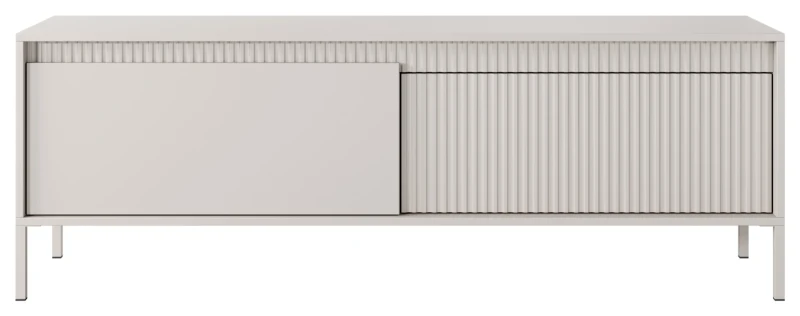 Szafka RTV Senso 2-drzwiowa z ryflowanym frontem na nóżkach 153 cm beżowa