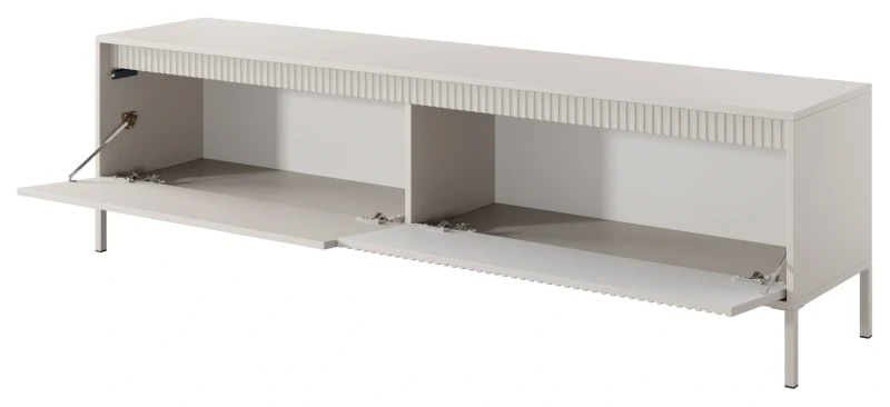 Szafka RTV Senso 2-drzwiowa z ryflowanym frontem na nóżkach 187 cm beżowa