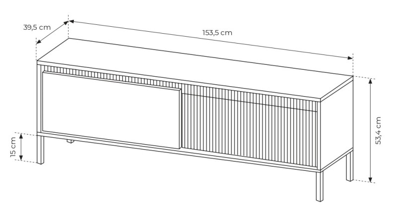 Szafka RTV Senso 2-drzwiowa z ryflowanym frontem na nóżkach 153 cm beżowa