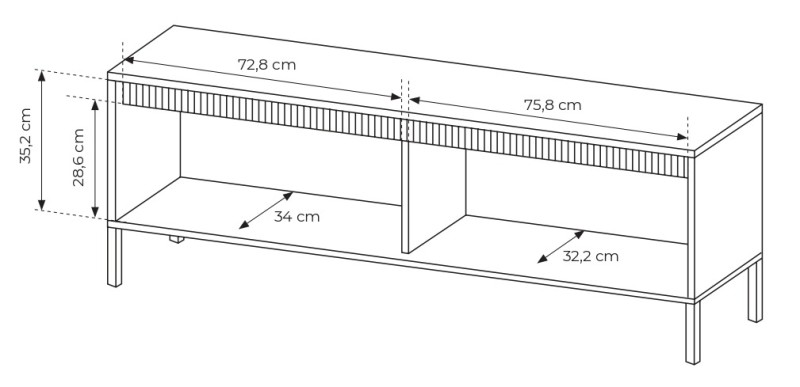 Szafka RTV Senso 2-drzwiowa z ryflowanym frontem na nóżkach 153 cm beżowa