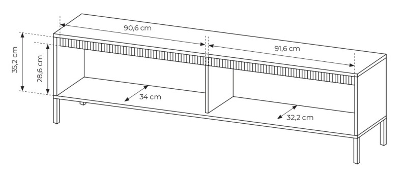 Szafka RTV Senso 2-drzwiowa z ryflowanym frontem na nóżkach 187 cm beżowa