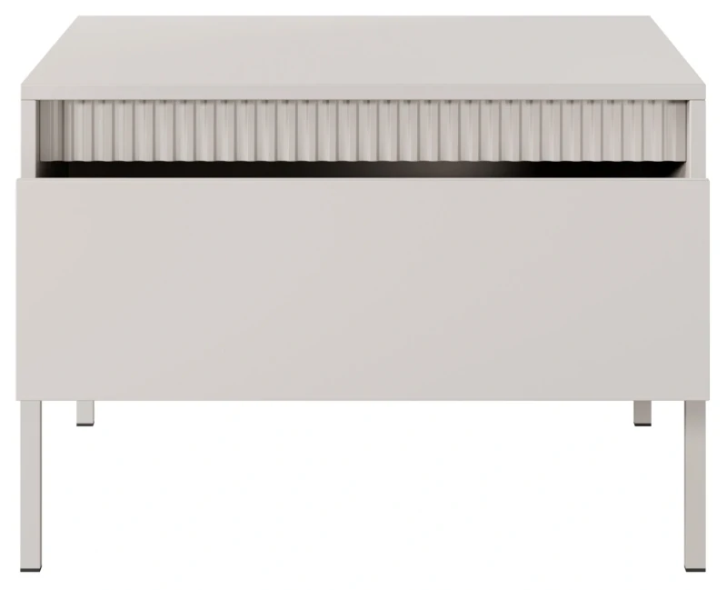 Stolik kawowy Senso kwadratowy z szufladą na metalowych nóżkach 68 cm beżowy