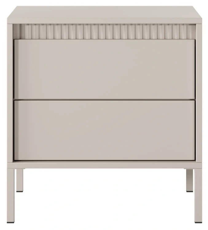 Stolik nocny Senso z 2 szufladami na metalowych nóżkach 53 cm beżowy