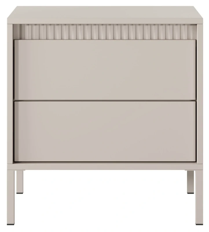 Stolik nocny Senso z 2 szufladami na metalowych nóżkach 53 cm beżowy