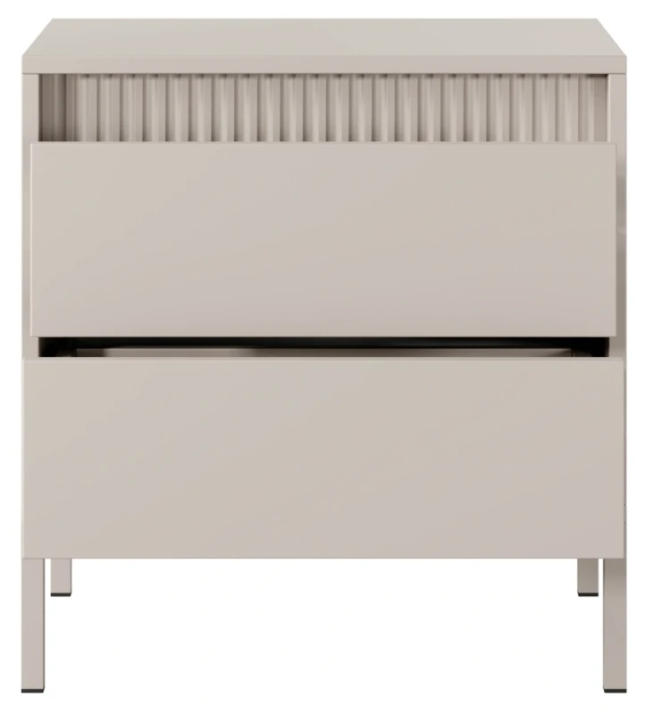 Stolik nocny Senso z 2 szufladami na metalowych nóżkach 53 cm beżowy