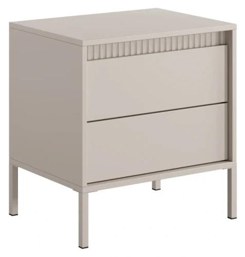 Stolik nocny Senso z 2 szufladami na metalowych nóżkach 53 cm beżowy