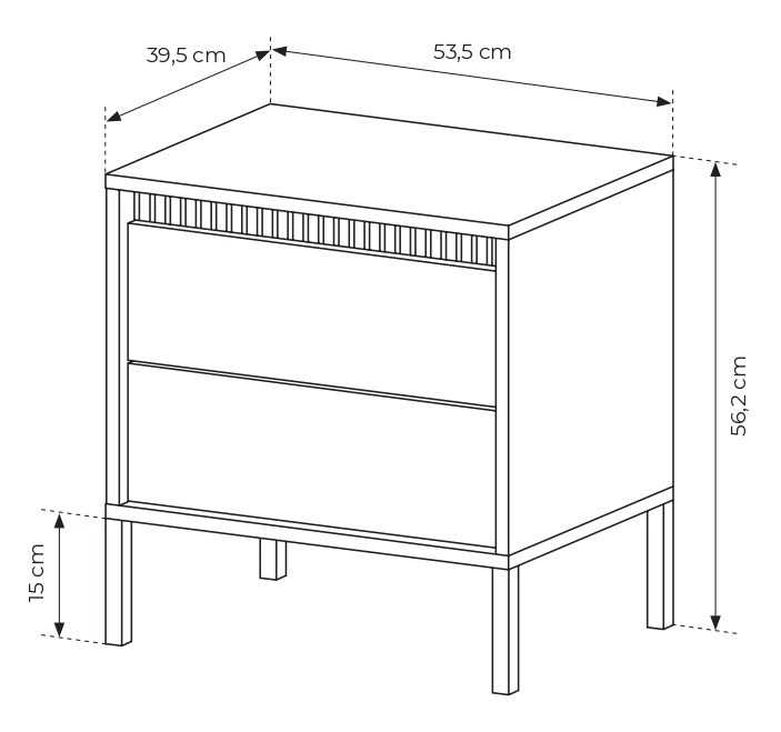 Stolik nocny Senso z 2 szufladami na metalowych nóżkach 53 cm beżowy