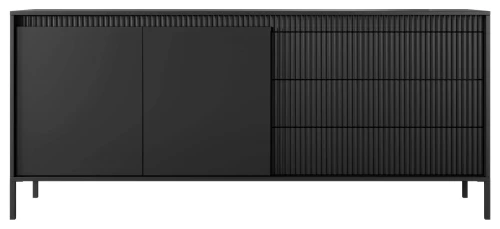 Komoda Senso 2-drzwiowa z 3 szufladami i ryflowanymi frontami 187 cm czarna