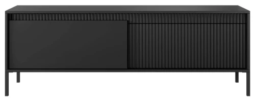 Szafka RTV Senso 2-drzwiowa z ryflowanym frontem na nóżkach 153 cm czarna