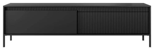 Szafka RTV Senso 2-drzwiowa z ryflowanym frontem na nóżkach 187 cm czarna