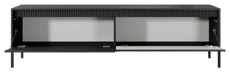 Szafka RTV Senso 2-drzwiowa z ryflowanym frontem na nóżkach 187 cm czarna