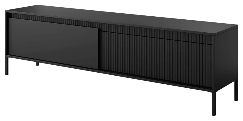 Szafka RTV Senso 2-drzwiowa z ryflowanym frontem na nóżkach 187 cm czarna