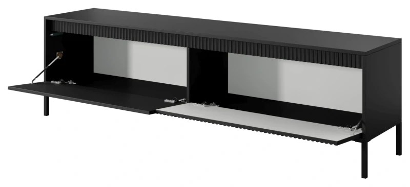 Szafka RTV Senso 2-drzwiowa z ryflowanym frontem na nóżkach 187 cm czarna