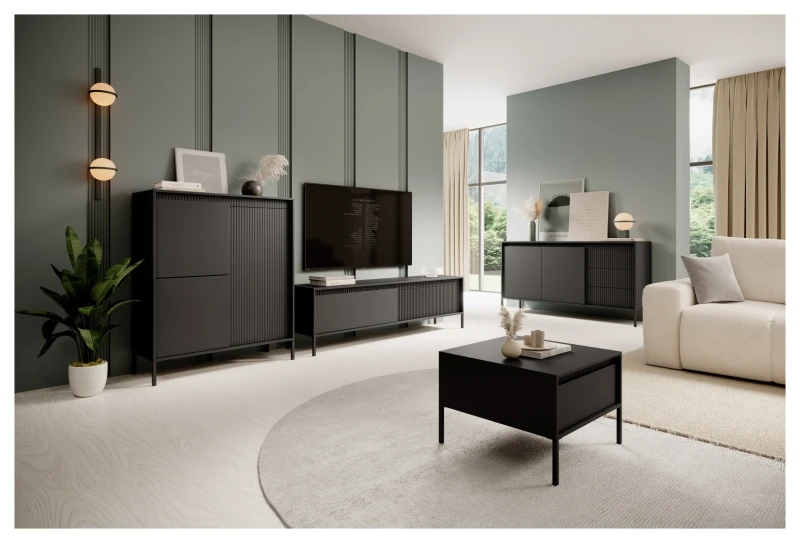 Stolik kawowy Senso kwadratowy z szufladą na metalowych nóżkach 68 cm czarny