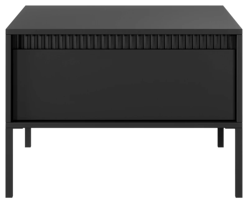 Stolik kawowy Senso kwadratowy z szufladą na metalowych nóżkach 68 cm czarny