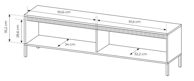 Szafka RTV Senso 2-drzwiowa z ryflowanym frontem na nóżkach 187 cm czarna