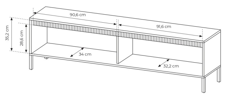 Szafka RTV Senso 2-drzwiowa z ryflowanym frontem na nóżkach 187 cm czarna