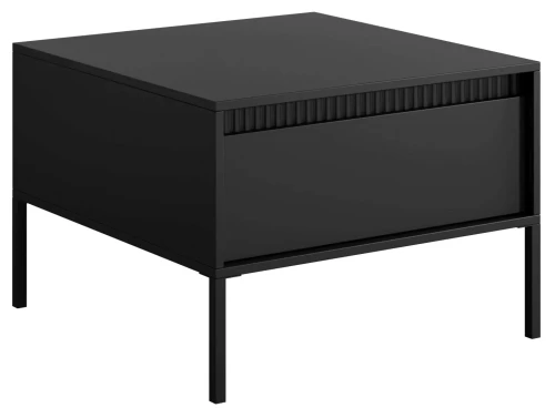Stolik kawowy Senso kwadratowy z szufladą na metalowych nóżkach 68 cm czarny