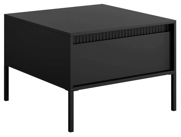 Stolik kawowy Senso kwadratowy z szufladą na metalowych nóżkach 68 cm czarny