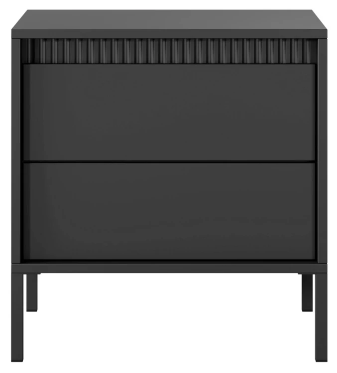 Stolik nocny Senso z 2 szufladami na metalowych nóżkach 53 cm czarny