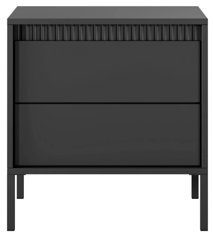 Stolik nocny Senso z 2 szufladami na metalowych nóżkach 53 cm czarny