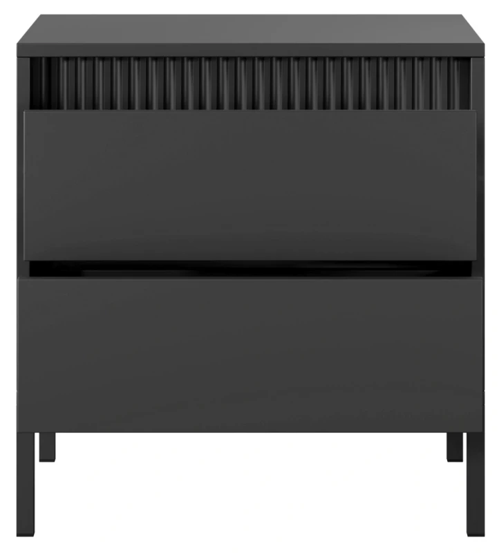 Stolik nocny Senso z 2 szufladami na metalowych nóżkach 53 cm czarny