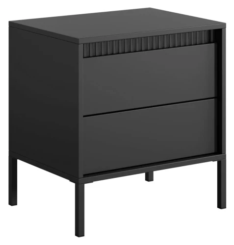 Stolik nocny Senso z 2 szufladami na metalowych nóżkach 53 cm czarny