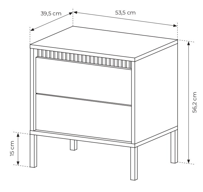 Stolik nocny Senso z 2 szufladami na metalowych nóżkach 53 cm czarny