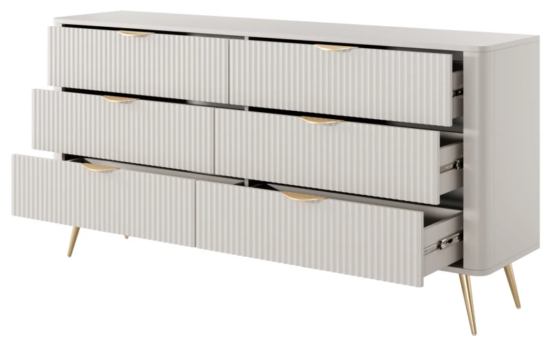 Zestaw mebli do sypialni Lante łóżko szafa komoda stoliki nocne beżowy