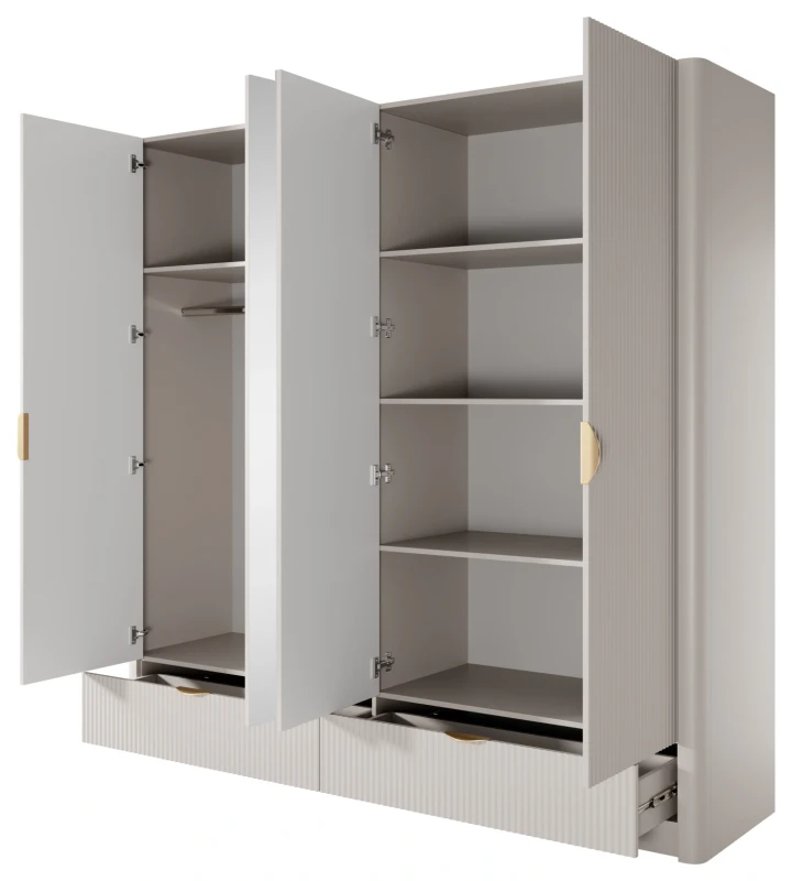 Zestaw mebli do sypialni Lante łóżko szafa komoda stoliki nocne beżowy