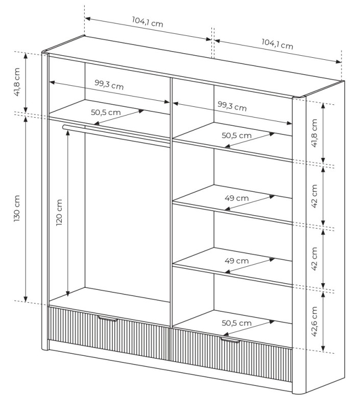 Zestaw mebli do sypialni Lante łóżko szafa komoda stoliki nocne beżowy