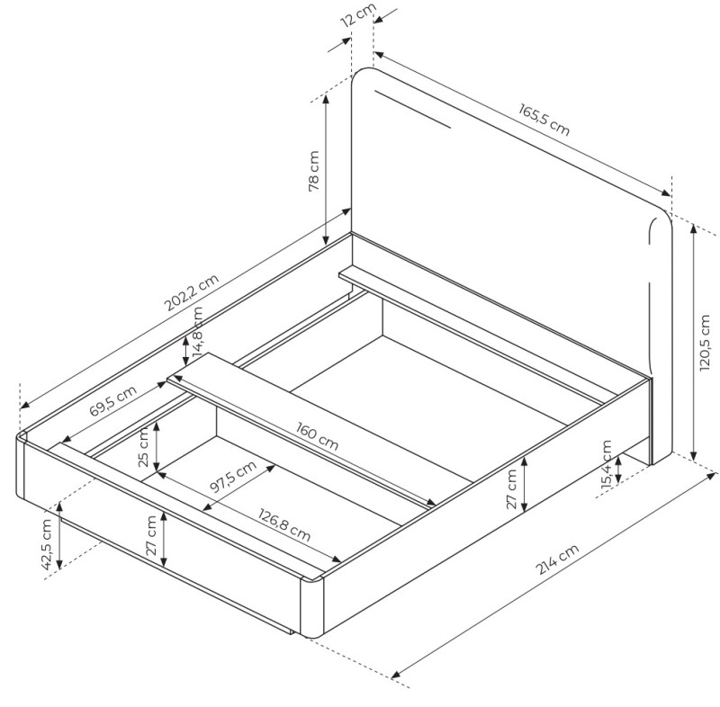 Zestaw mebli do sypialni Lante łóżko szafa komoda stoliki nocne beżowy