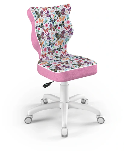 Krzesło dziecięce obrotowe do biurka Petit dla dziewczynki wzrost 119-159 cm biała podstawa kółka