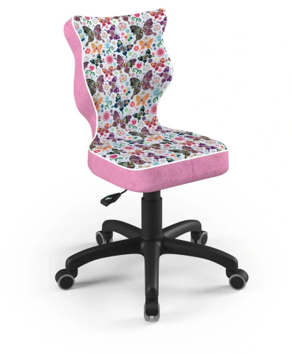 Krzesło dziecięce obrotowe do biurka Petit dla dziewczynki wzrost 119-159 cm czarna podstawa kółka